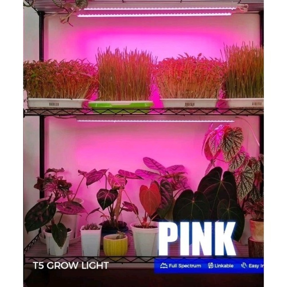 Grow Lights 2FT T8 24W LED Pink Light‎ Reflectors Linkable Full Spectrum Plant